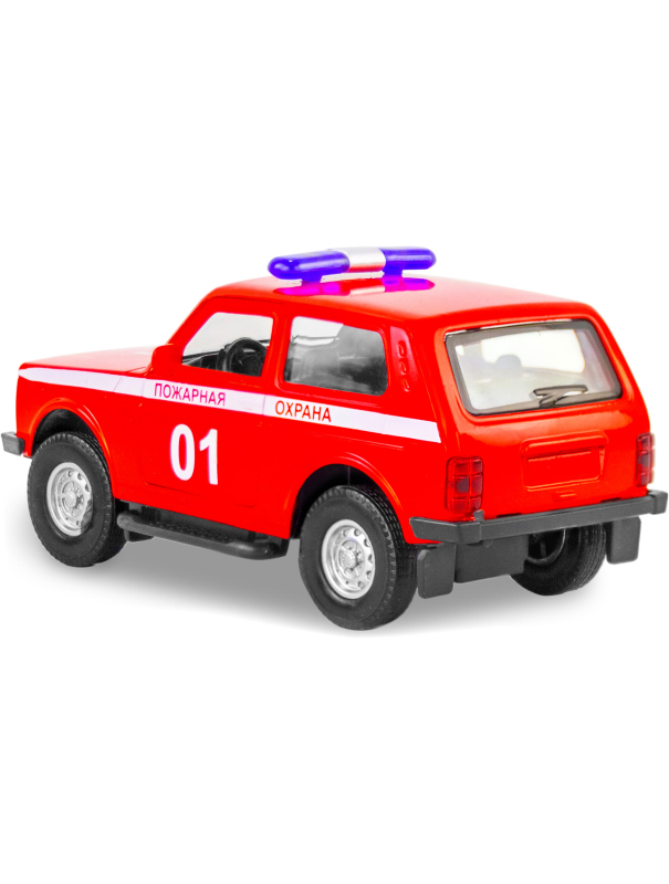 Металлическая машинка 1:32 «Служебная Лада Нива» 12 см., А182R-182R свет и звук, инерционная / Красный