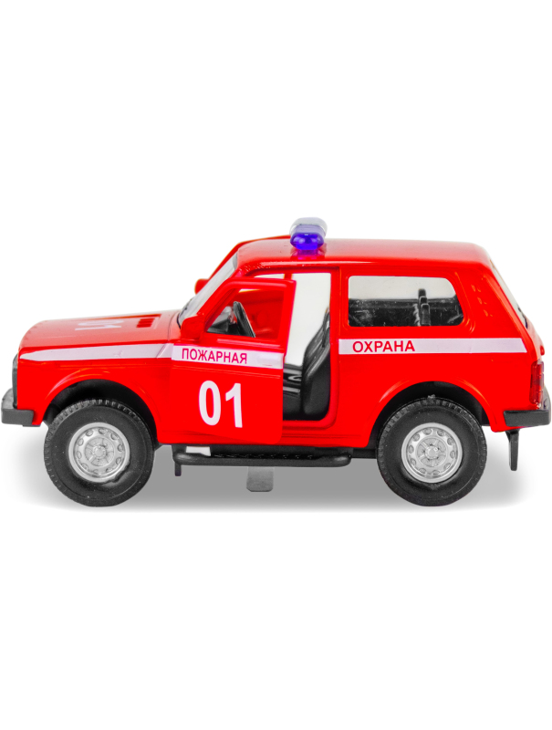 Металлическая машинка 1:32 «Служебная Лада Нива» 12 см., А182R-182R свет и звук, инерционная / Красный