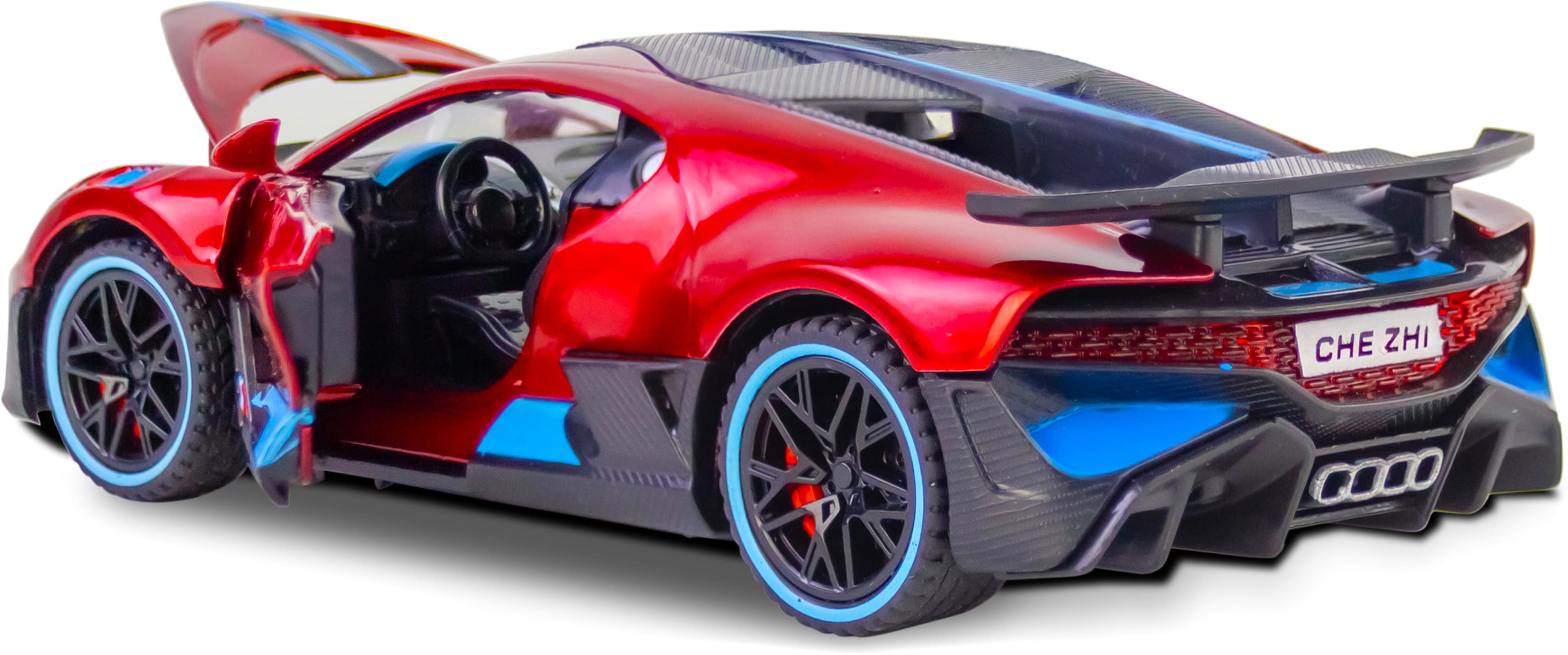 Металлическая машинка Che Zhi 1:32 «Bugatti Divo» CZ48A, 14.5 см., инерционная, свет, звук / Красный