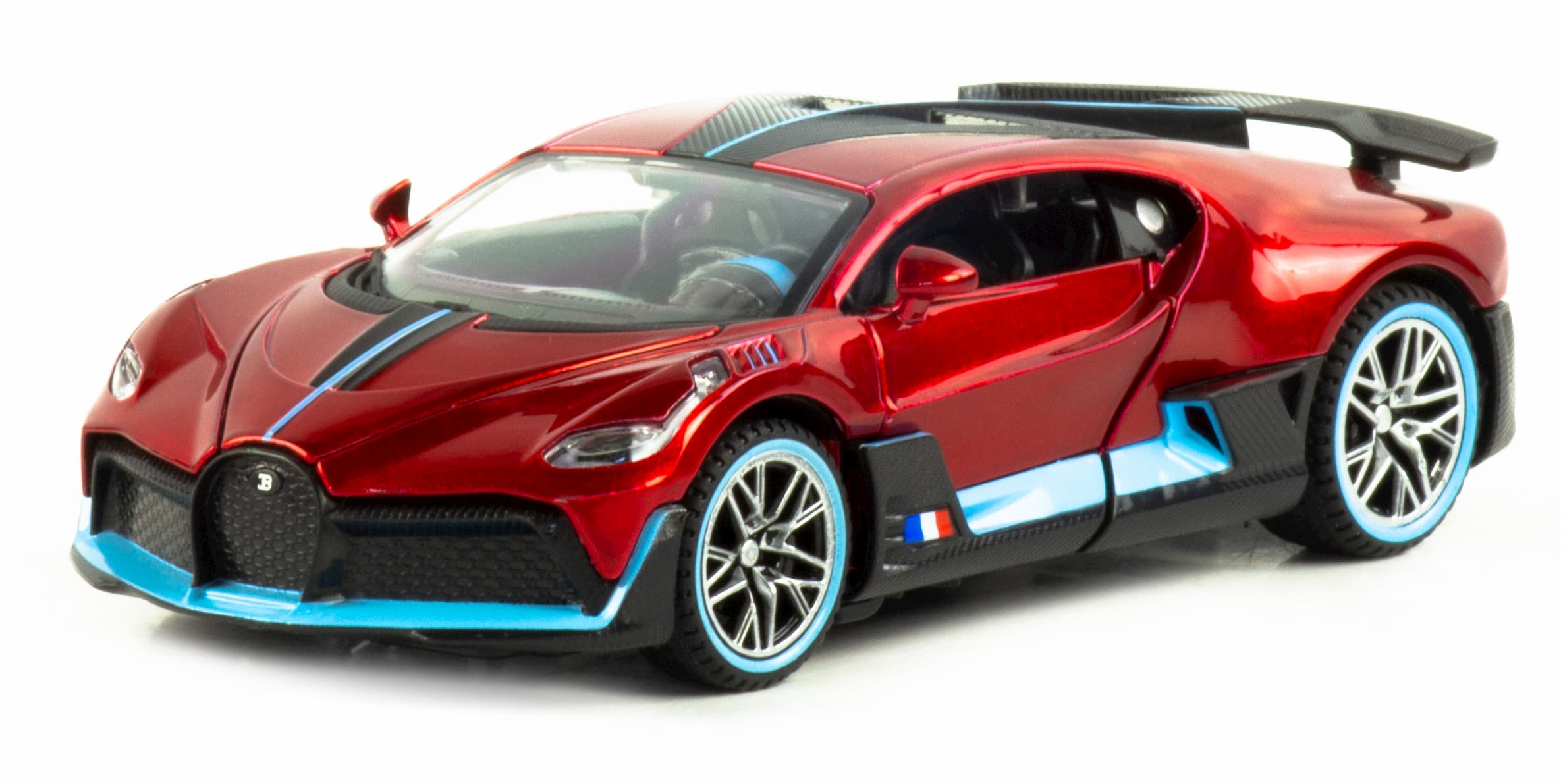 Металлическая машинка Che Zhi 1:32 «Bugatti Divo» CZ48A, 14.5 см., инерционная, свет, звук / Красный