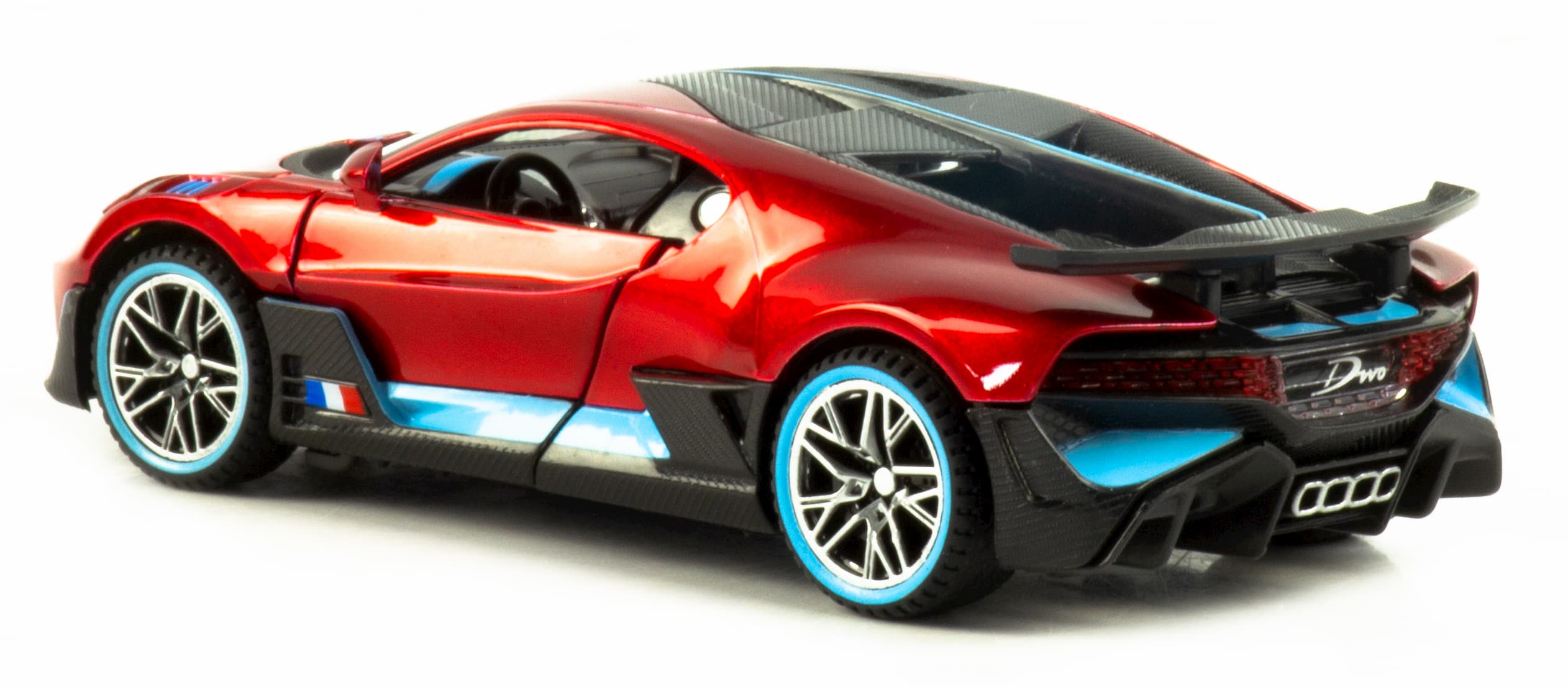 Металлическая машинка Che Zhi 1:32 «Bugatti Divo» CZ48A, 14.5 см., инерционная, свет, звук / Красный