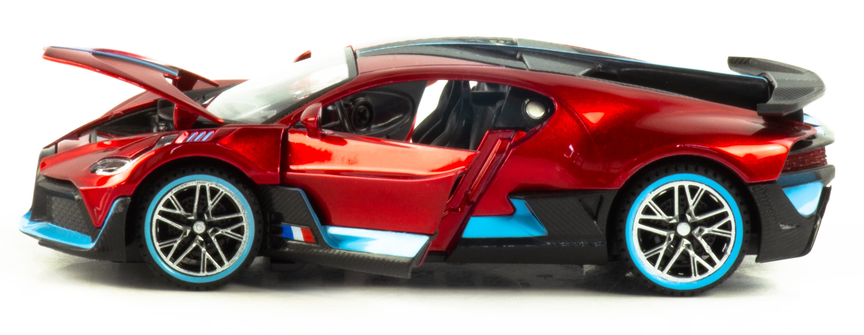 Металлическая машинка Che Zhi 1:32 «Bugatti Divo» CZ48A, 14.5 см., инерционная, свет, звук / Красный
