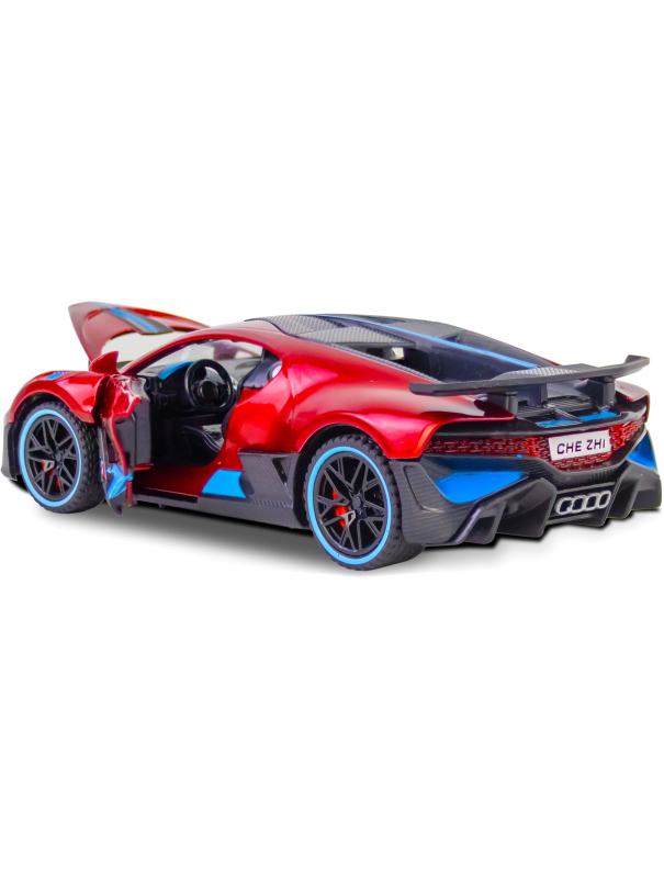 Металлическая машинка Che Zhi 1:32 «Bugatti Divo» CZ48A, 14.5 см., инерционная, свет, звук / Красный