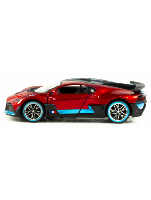 Металлическая машинка Che Zhi 1:32 «Bugatti Divo» CZ48A, 14.5 см., инерционная, свет, звук / Красный