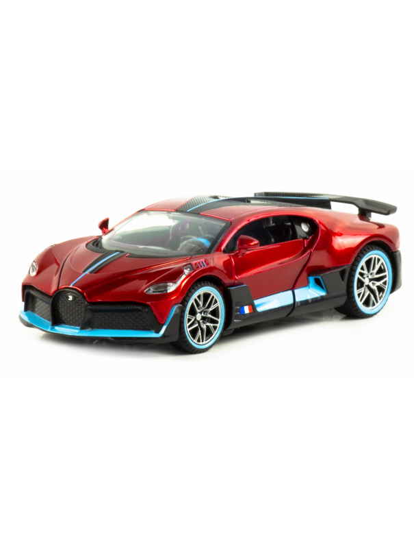 Металлическая машинка Che Zhi 1:32 «Bugatti Divo» CZ48A, 14.5 см., инерционная, свет, звук / Красный