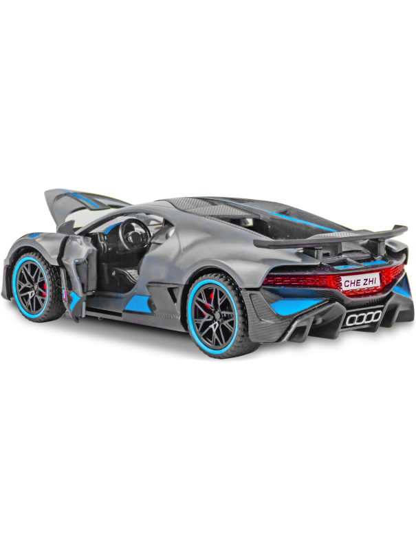 Металлическая машинка Che Zhi 1:32 «Bugatti Divo» CZ48A, 14.5 см., инерционная, свет, звук / Серый