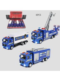 А60102-3 Машина металлическая Полицейская серия. В д/б 6 шт., цена за 1 шт. Свет, звук. (6/144)SR601