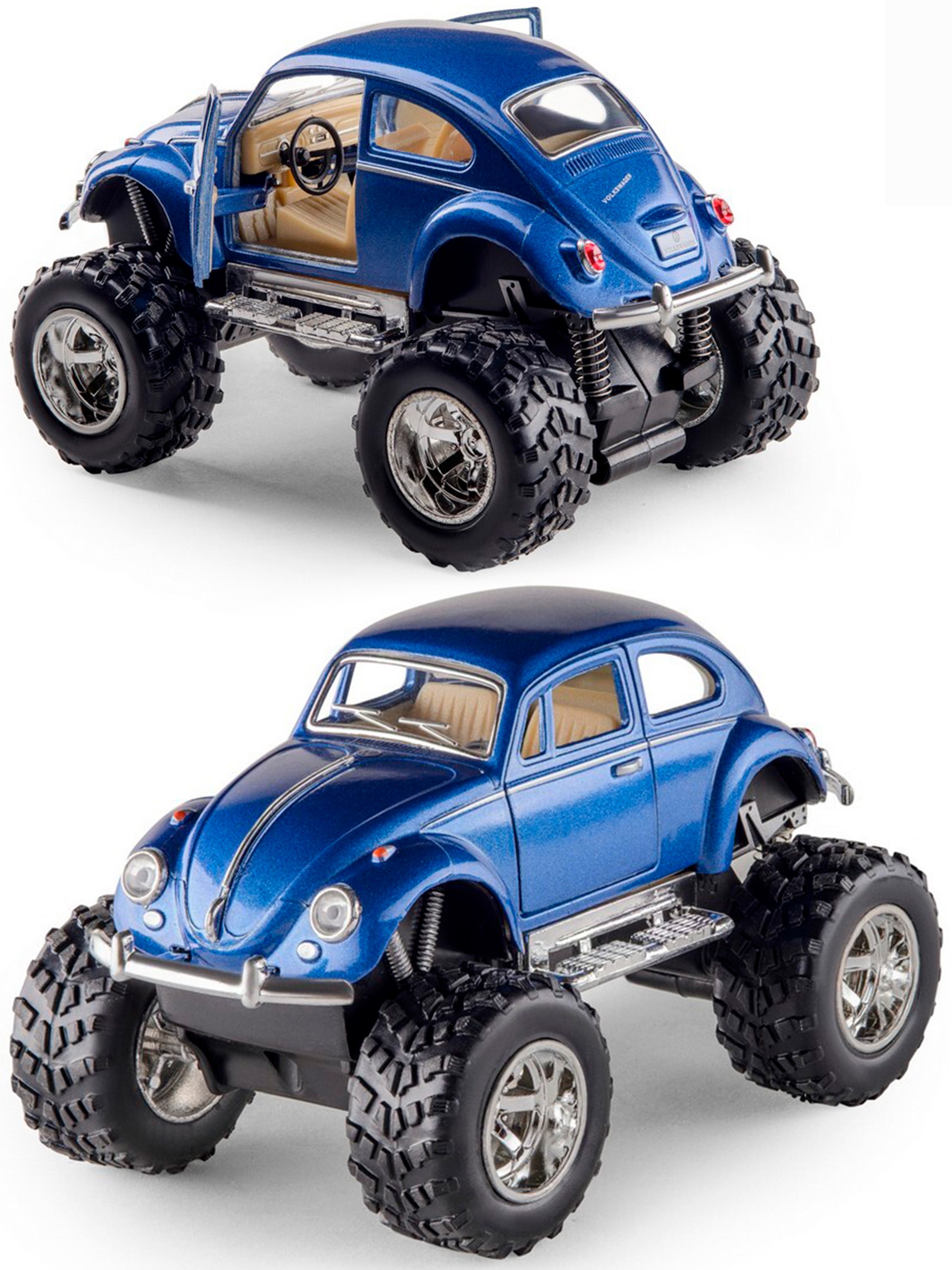 Металлическая машинка Kinsmart 1:32 «1967 Volkswagen Classical Beetle (off Road)» KT5057DB инерционная / Синий