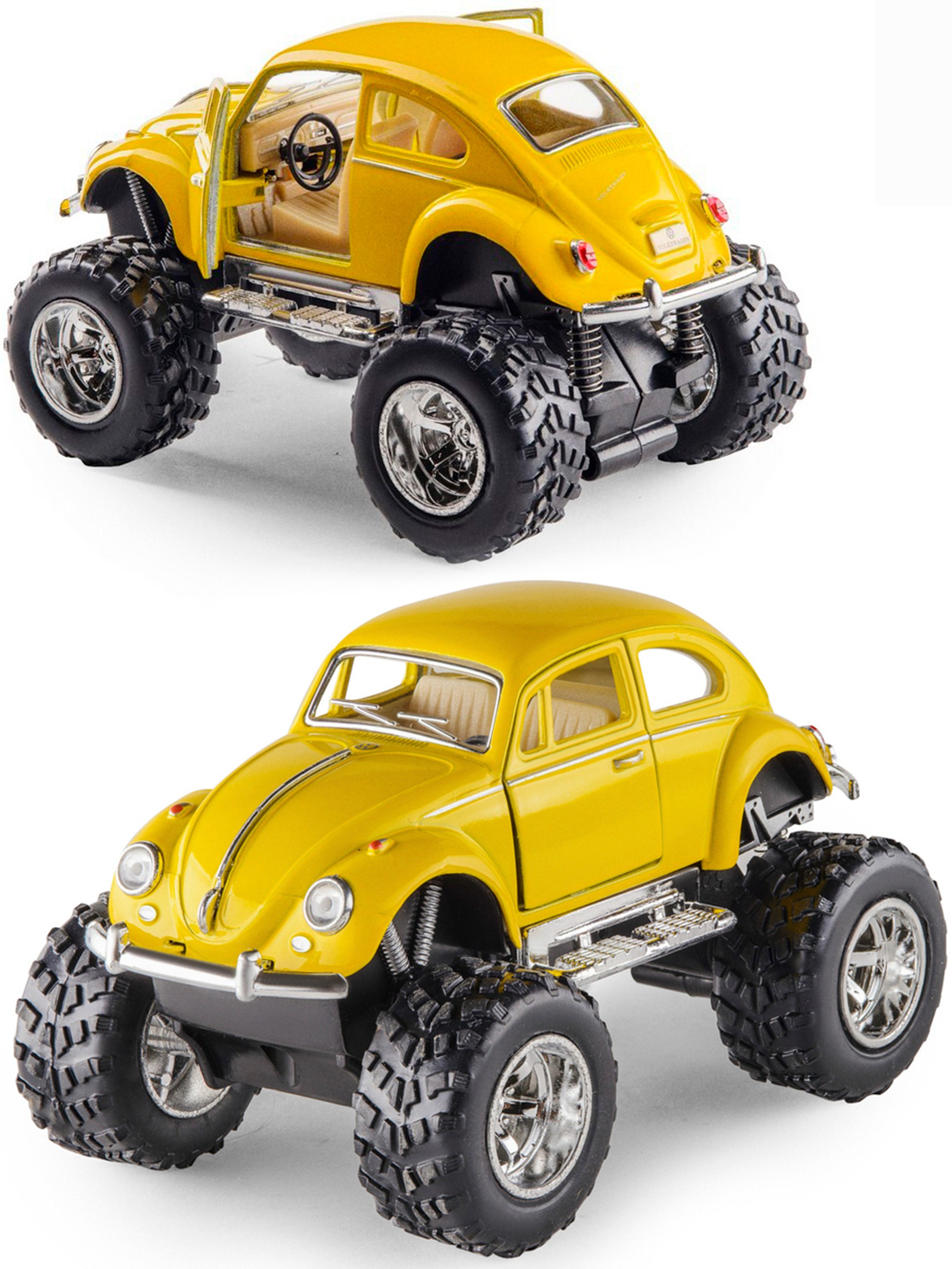 Металлическая машинка Kinsmart 1:32 «1967 Volkswagen Classical Beetle (off Road)» KT5057DB инерционная / Желтый