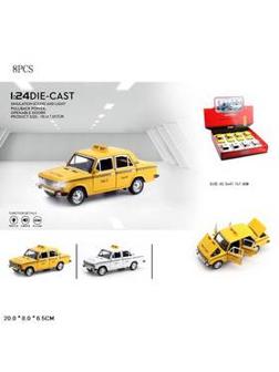 А2209А Машина металлическая ВАЗ 2107 Такси. 1:24. В д/б 8 шт., цена за 1 шт. Свет, звук. (8/72)2209A