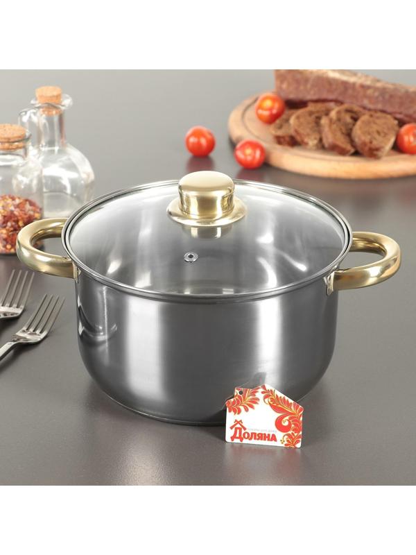 Кастрюля из нержавеющей стали с крышкой Доляна «Стандарт», 3 л, d=20 см