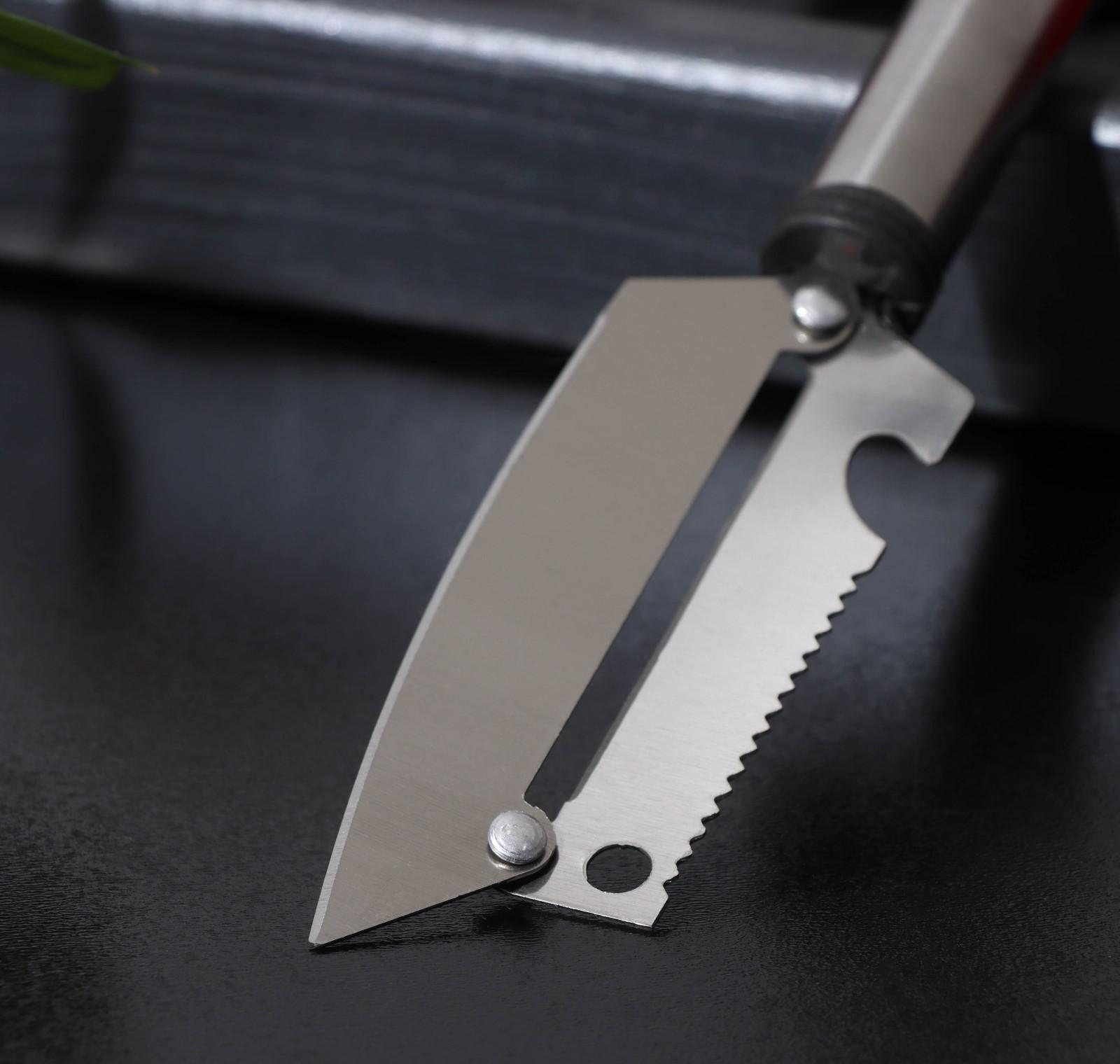 Шинковка, нож для нарезки, открывалка Доляна «Помощник», 3 в 1, 19,5 см (лезвие 9,8 см), цвет серебряный, чёрный