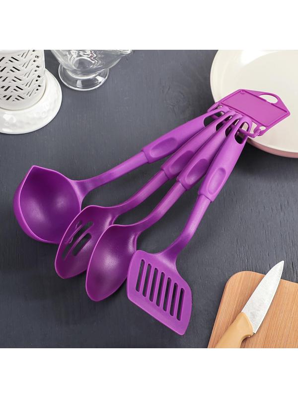 Набор кухонных принадлежностей Доляна «Радуга», 4 предмета, цвет фиолетовый