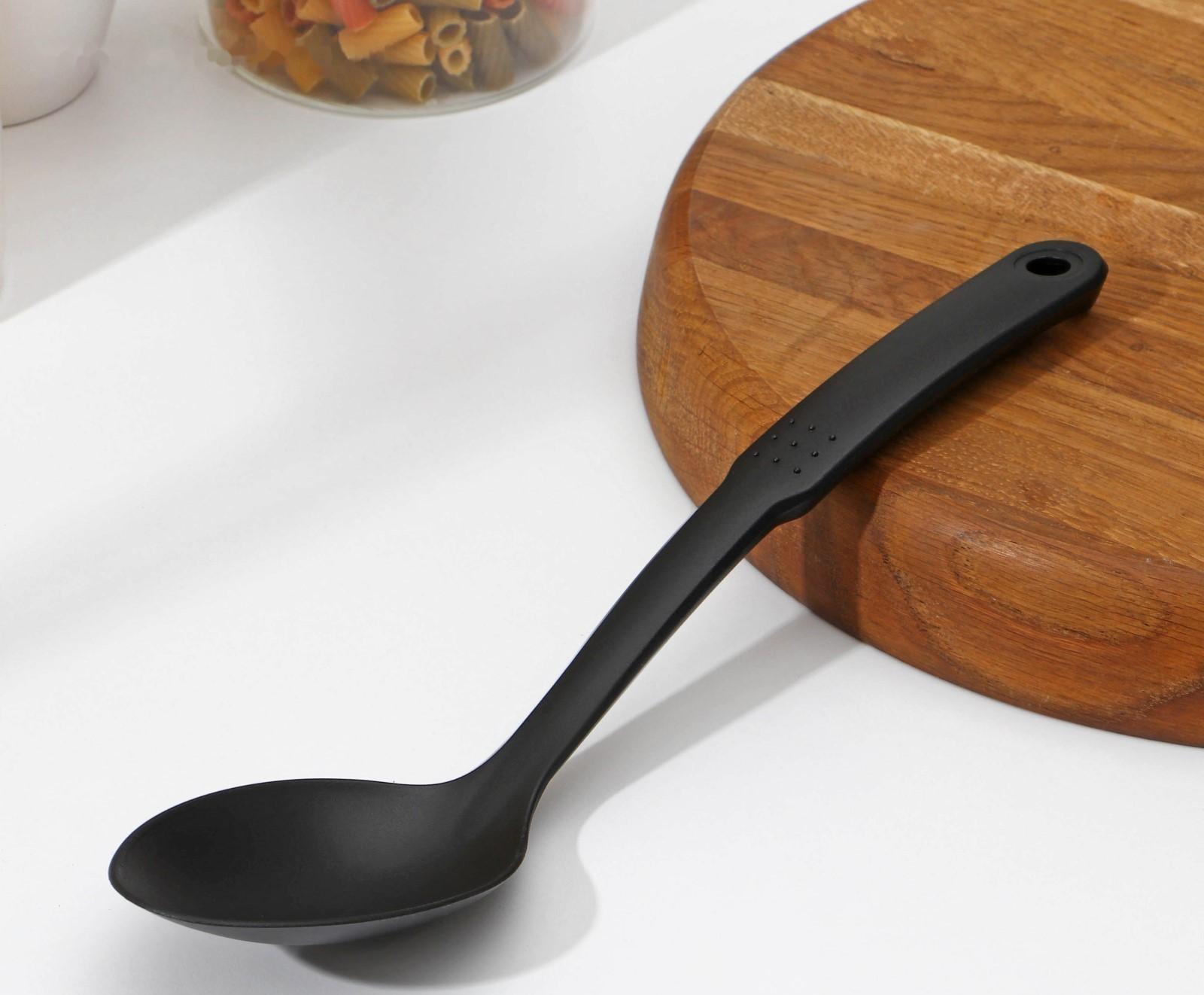 Ложка гарнирная Доляна «Орихалк», 30 см, цвет чёрный