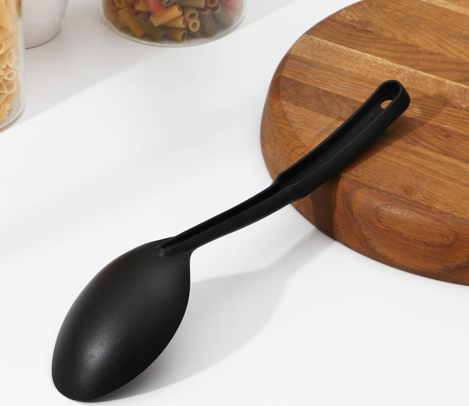 Ложка гарнирная Доляна «Орихалк», 30 см, цвет чёрный