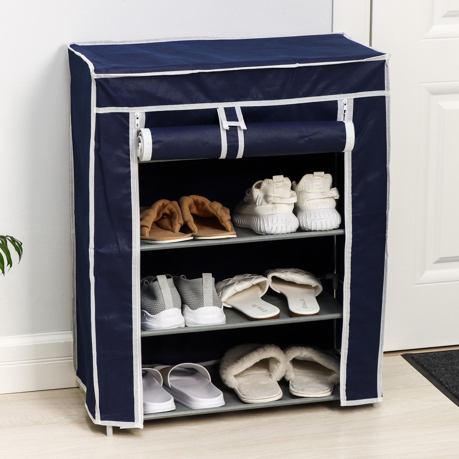 Обувница, 4 яруса, 57×28×72 см, цвет синий