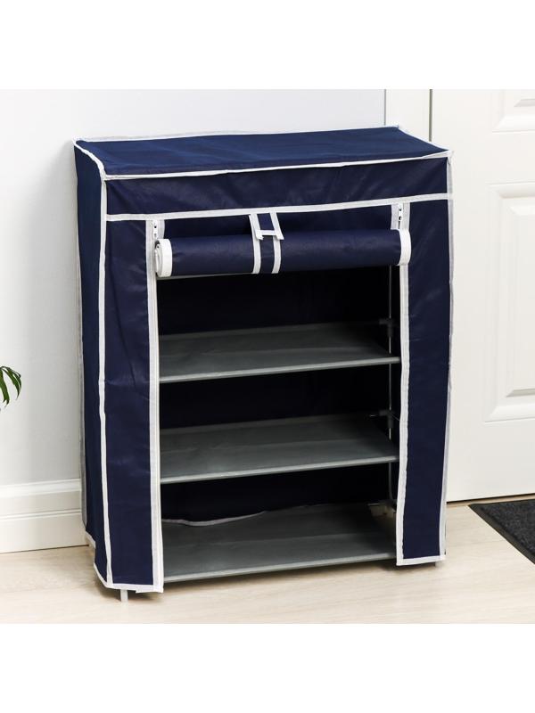 Обувница, 4 яруса, 57×28×72 см, цвет синий