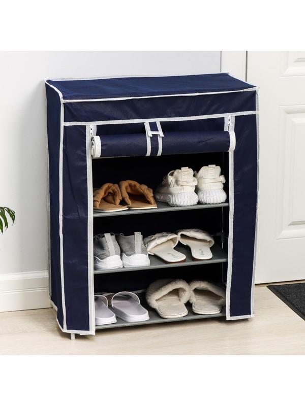 Обувница, 4 яруса, 57×28×72 см, цвет синий