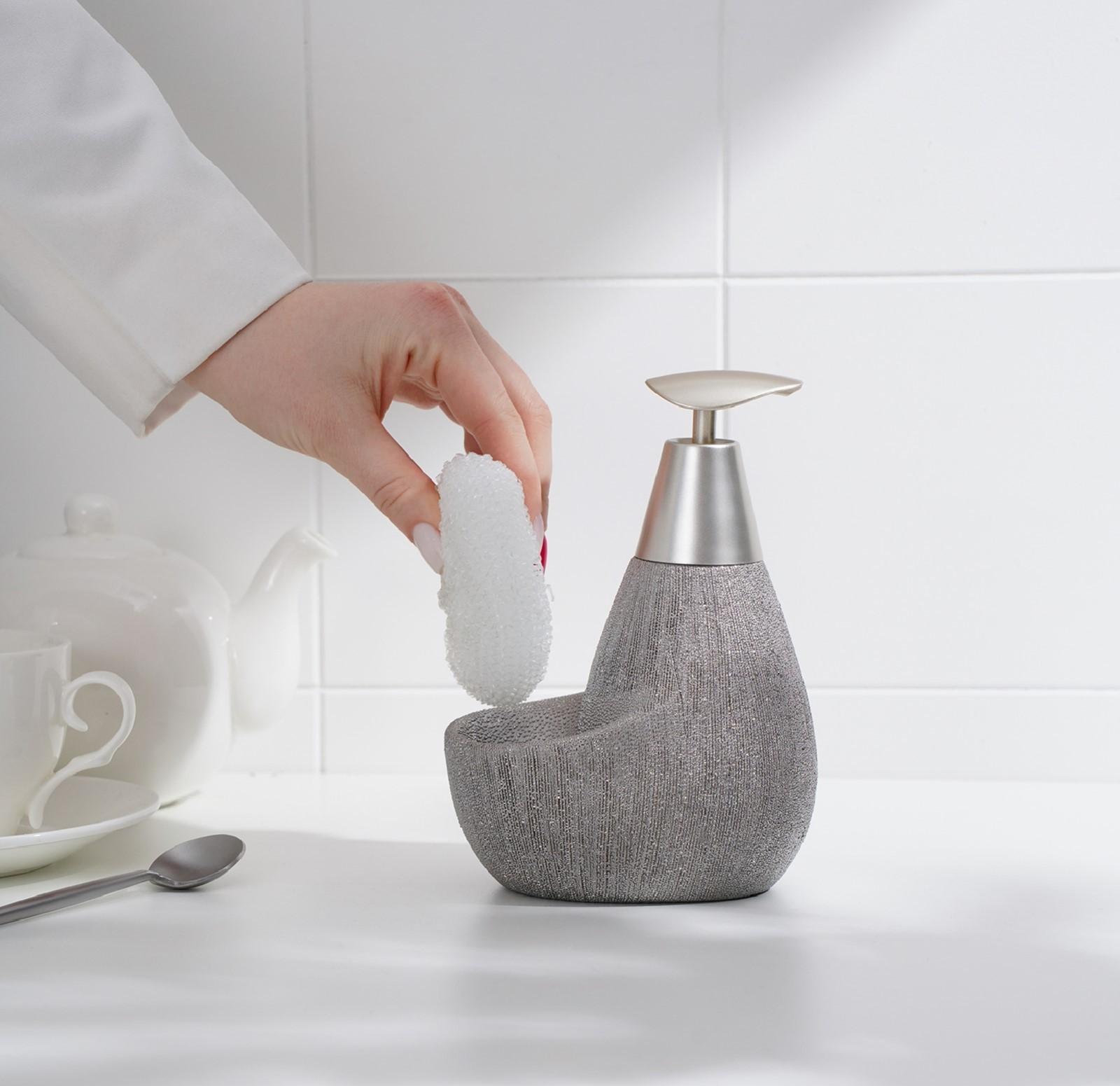 Дозатор для моющего средства с подставкой для губки Доляна «Африка, 350 мл, цвет серый