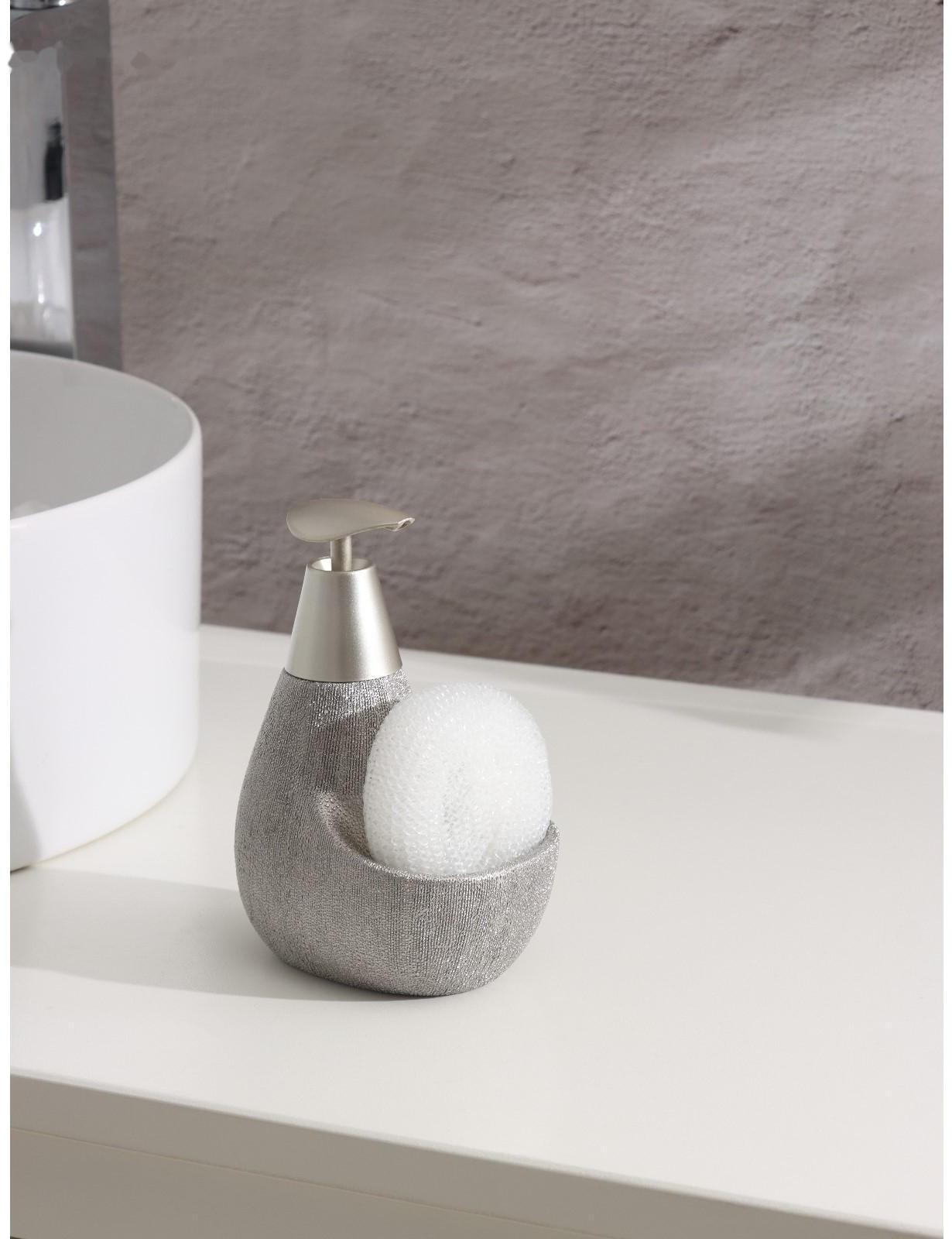 Дозатор для моющего средства с подставкой для губки Доляна «Африка, 350 мл, цвет серый