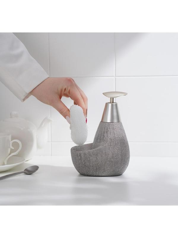Дозатор для моющего средства с подставкой для губки Доляна «Африка, 350 мл, цвет серый