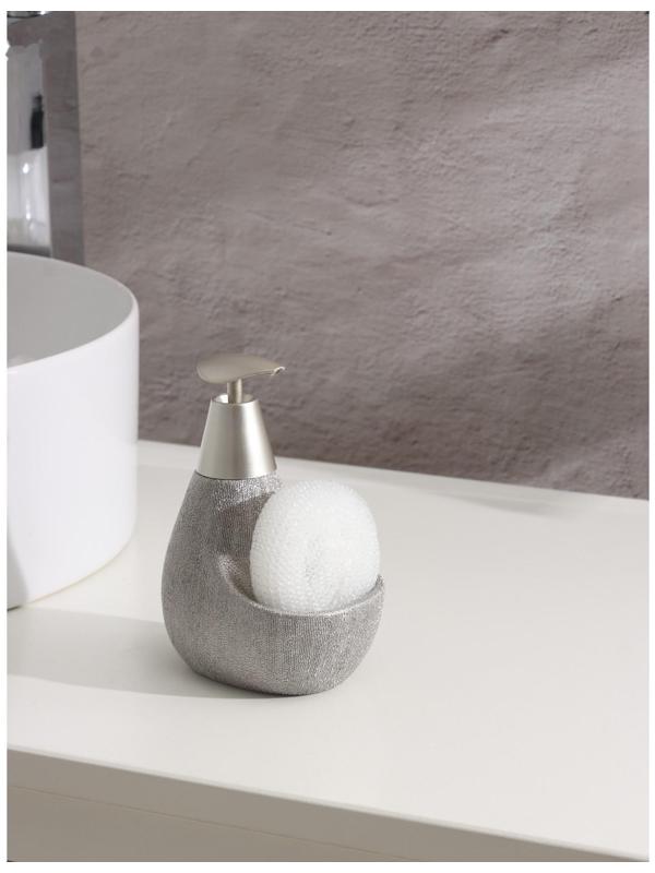 Дозатор для моющего средства с подставкой для губки Доляна «Африка, 350 мл, цвет серый