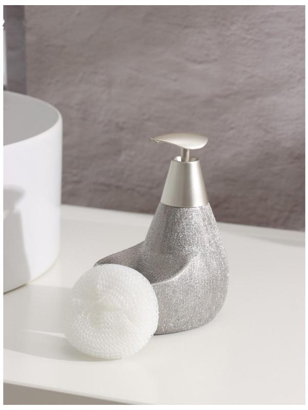 Дозатор для моющего средства с подставкой для губки Доляна «Африка, 350 мл, цвет серый