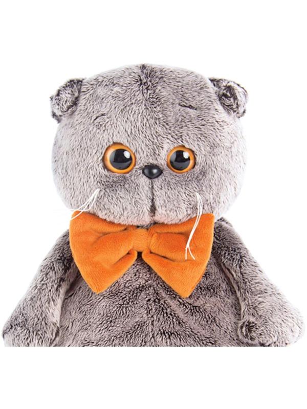 Мягкая игрушка «Басик» с рыжим бархатным бантом, 19 см