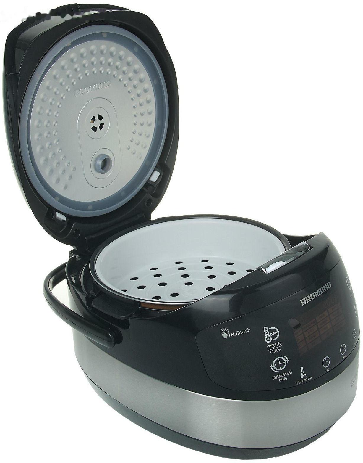 Мультиварка Redmond RMC-M90, 860-1000 Вт, 5,0 литров, цвет черный+металлик
