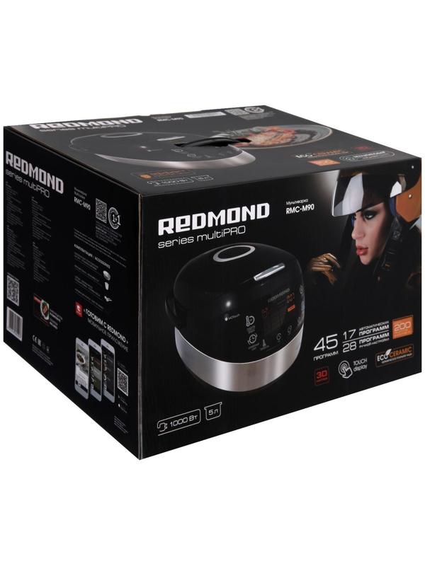 Мультиварка Redmond RMC-M90, 860-1000 Вт, 5,0 литров, цвет черный+металлик