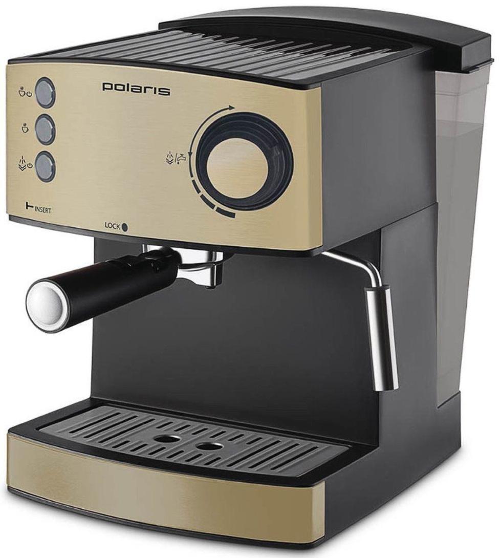 Кофеварка Polaris PCM 1527E, рожковая, 850 Вт, капучинатор, цвет шампань
