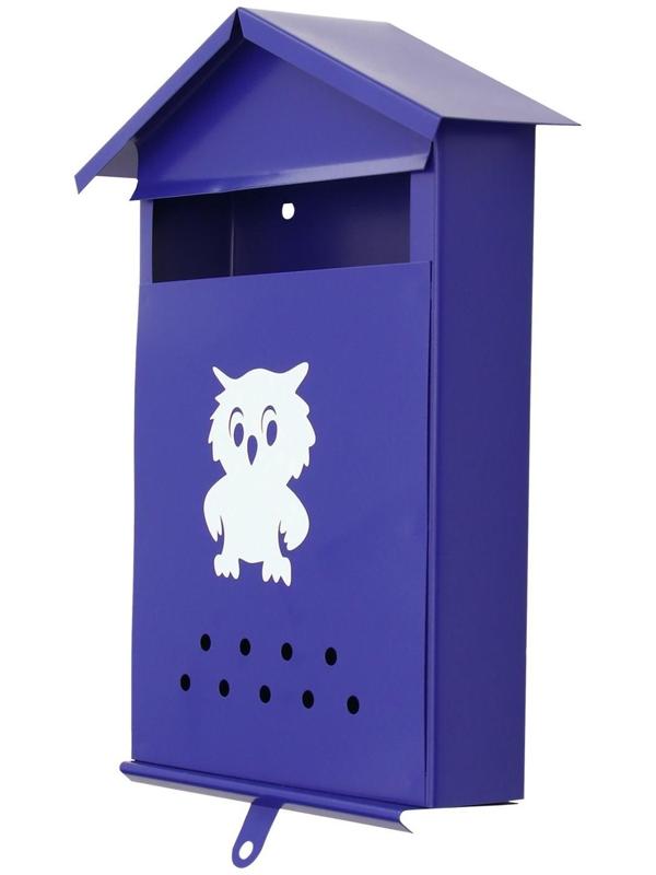 Ящик почтовый без замка (с петлёй), вертикальный, «Домик», синий