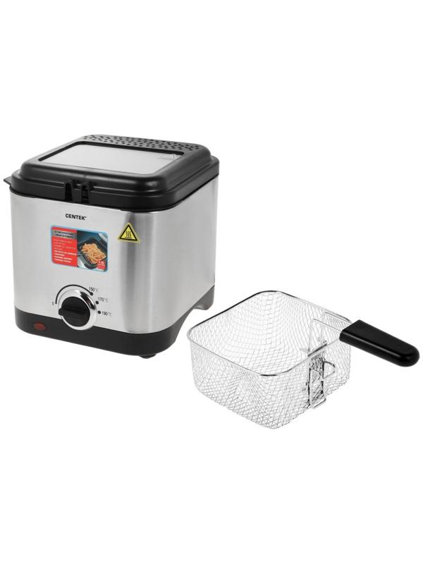 Фритюрница Centek CT-1430, 900 Вт, 1.5 л , антипригарная чаша, серебристая