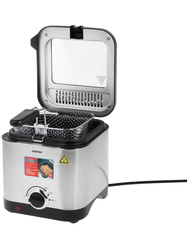 Фритюрница Centek CT-1430, 900 Вт, 1.5 л , антипригарная чаша, серебристая