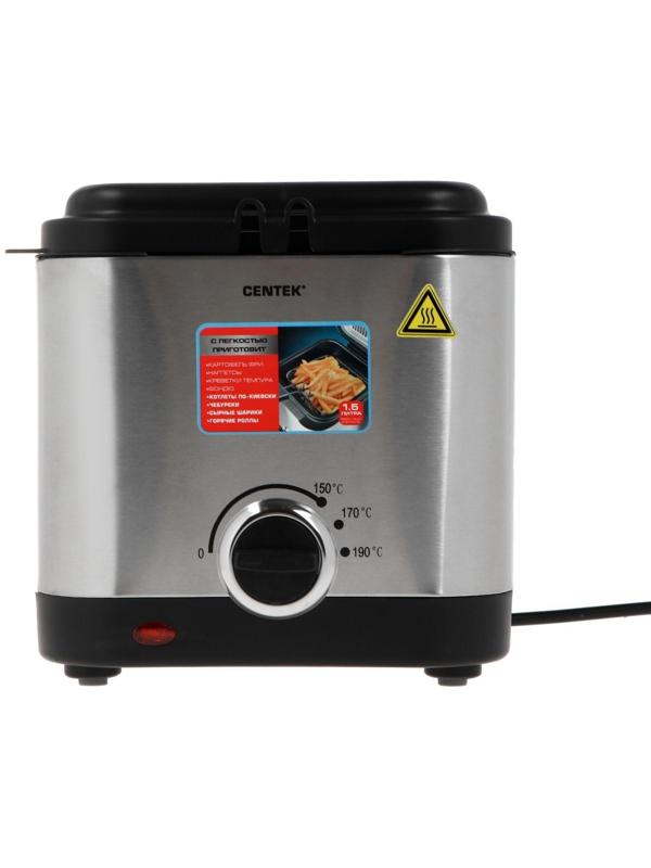 Фритюрница Centek CT-1430, 900 Вт, 1.5 л , антипригарная чаша, серебристая