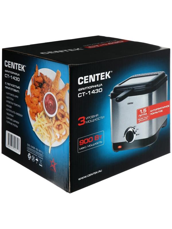 Фритюрница Centek CT-1430, 900 Вт, 1.5 л , антипригарная чаша, серебристая
