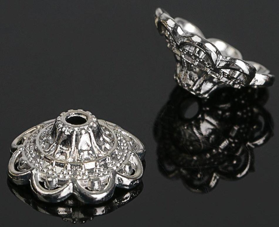 Шапочки для бусин (набор 10шт), 6х13,5 мм, цвет серебро