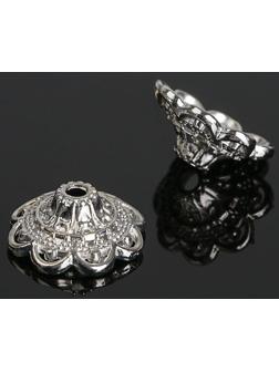 Шапочки для бусин (набор 10шт), 6х13,5 мм, цвет серебро