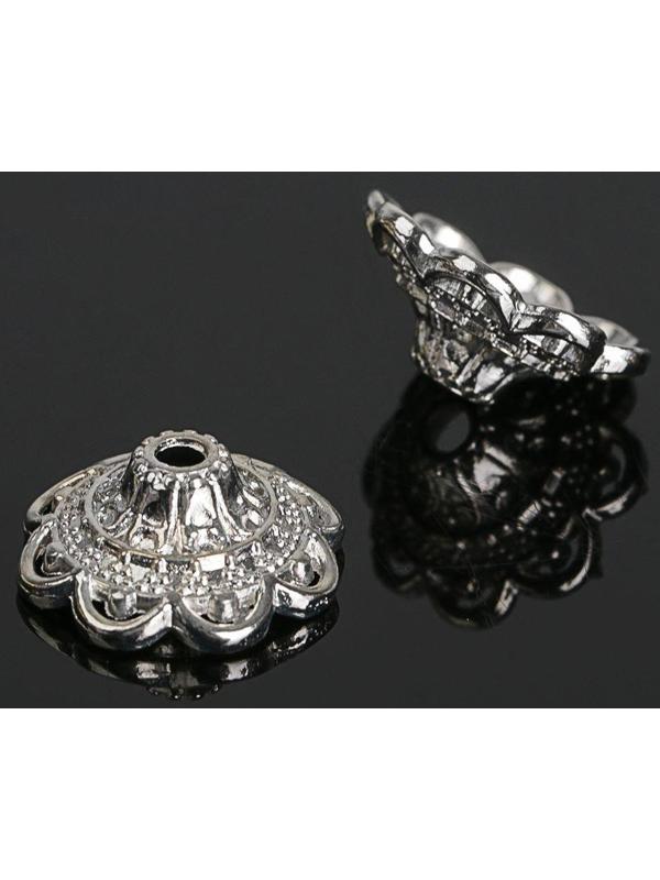 Шапочки для бусин (набор 10шт), 6х13,5 мм, цвет серебро