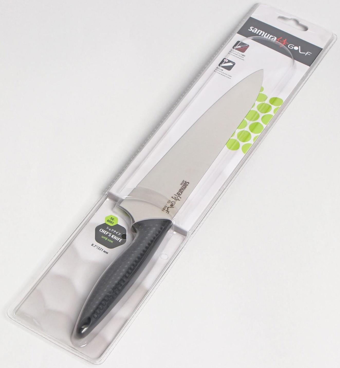 Нож кухонный Samura GOLF, шеф, лезвие 22,1 см, AUS-8
