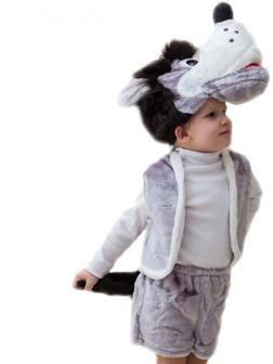 Карнавальный костюм «Волк», шапка, жилет, шорты с хвостом, 3-5 лет, рост 104-116 см