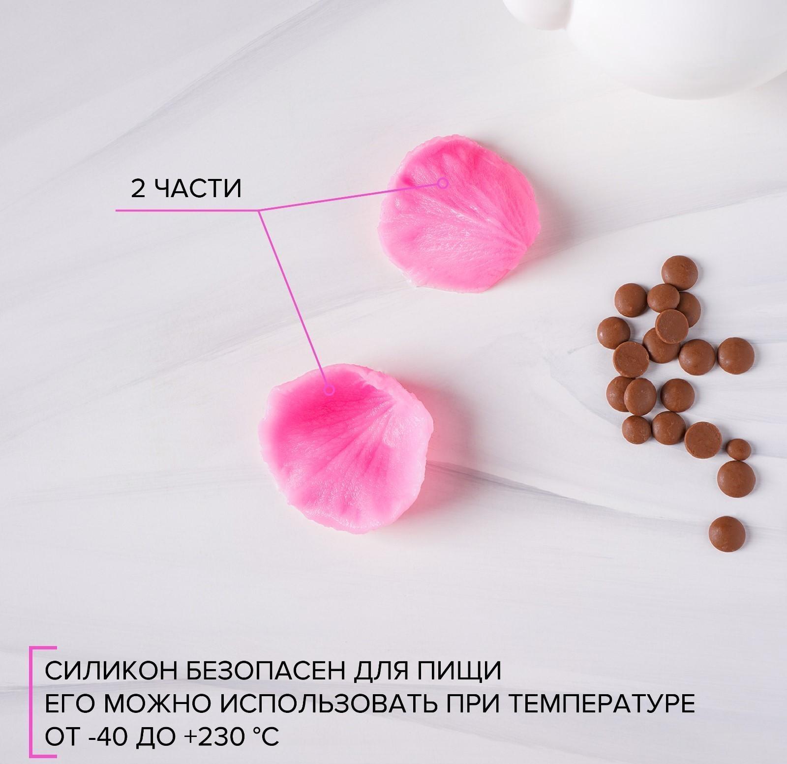 Силиконовый молд «Лепесток розы», 2 предмета, 6,7×6,2 см, цвет розовый