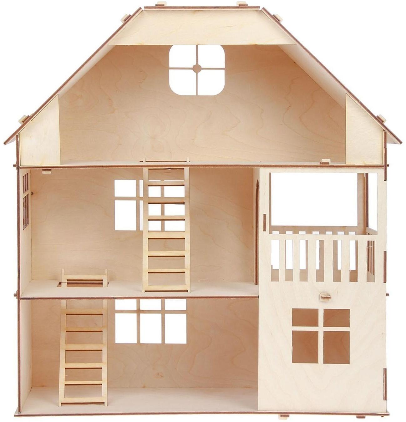 Домик для кукол, 3 этажа с мансардой