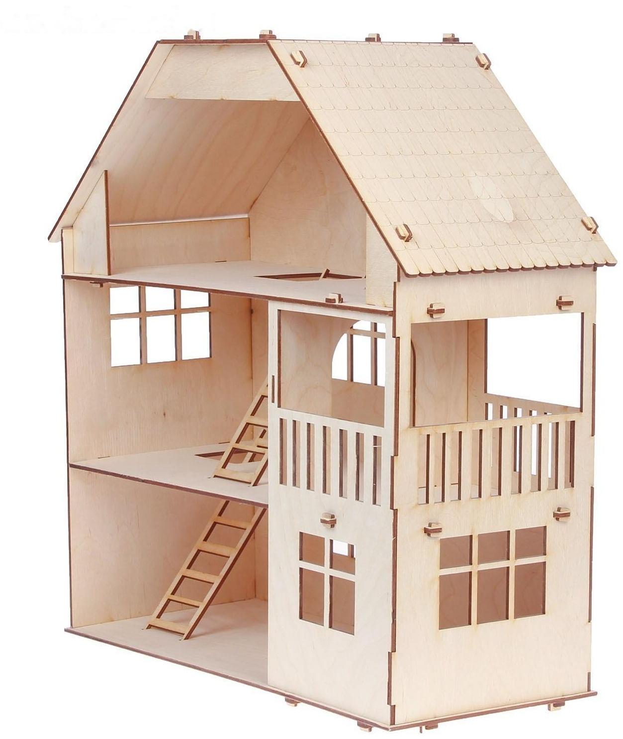 Домик для кукол, 3 этажа с мансардой