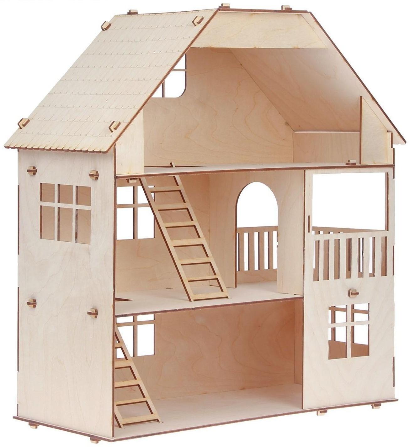 Домик для кукол, 3 этажа с мансардой