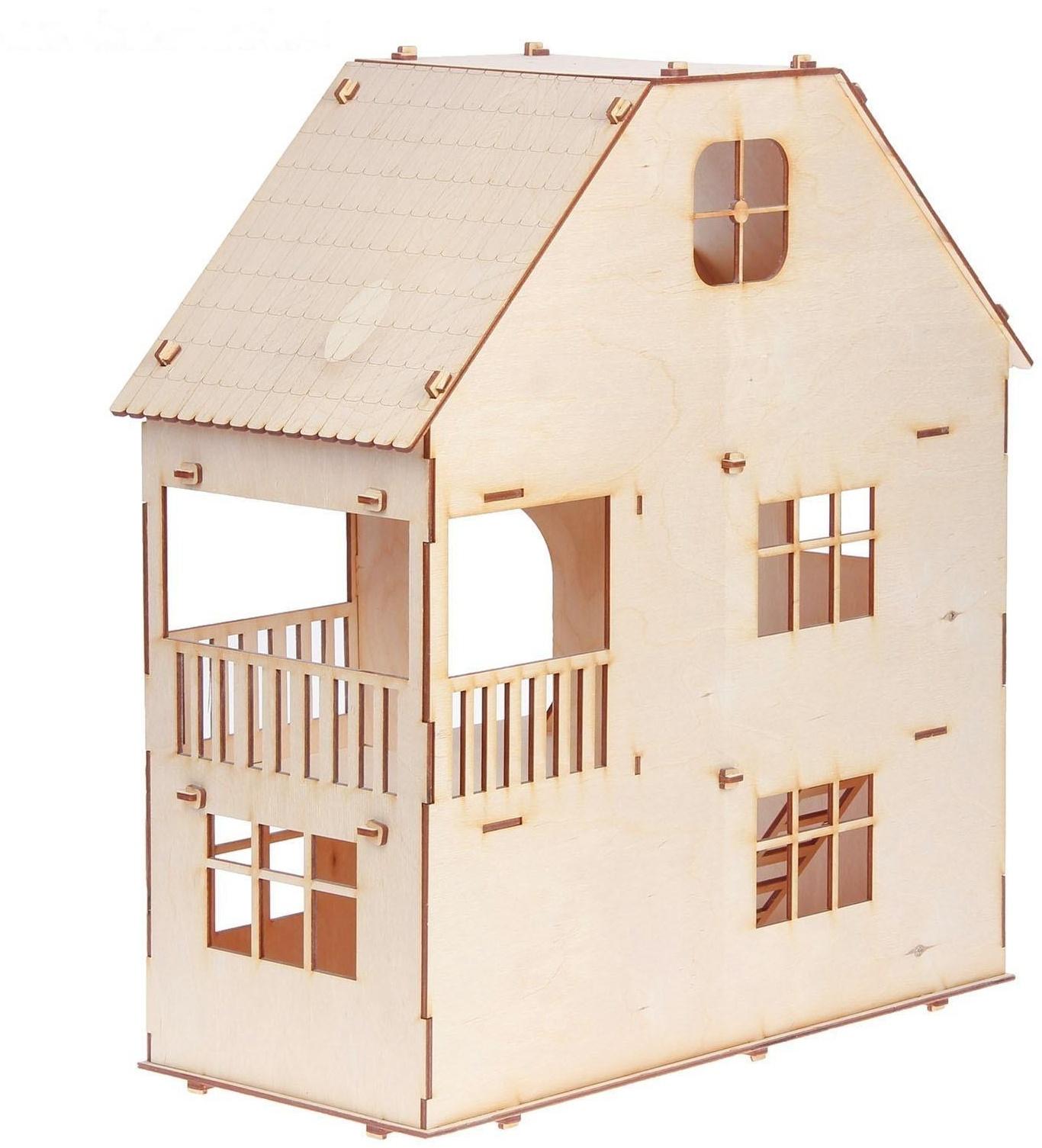 Домик для кукол, 3 этажа с мансардой