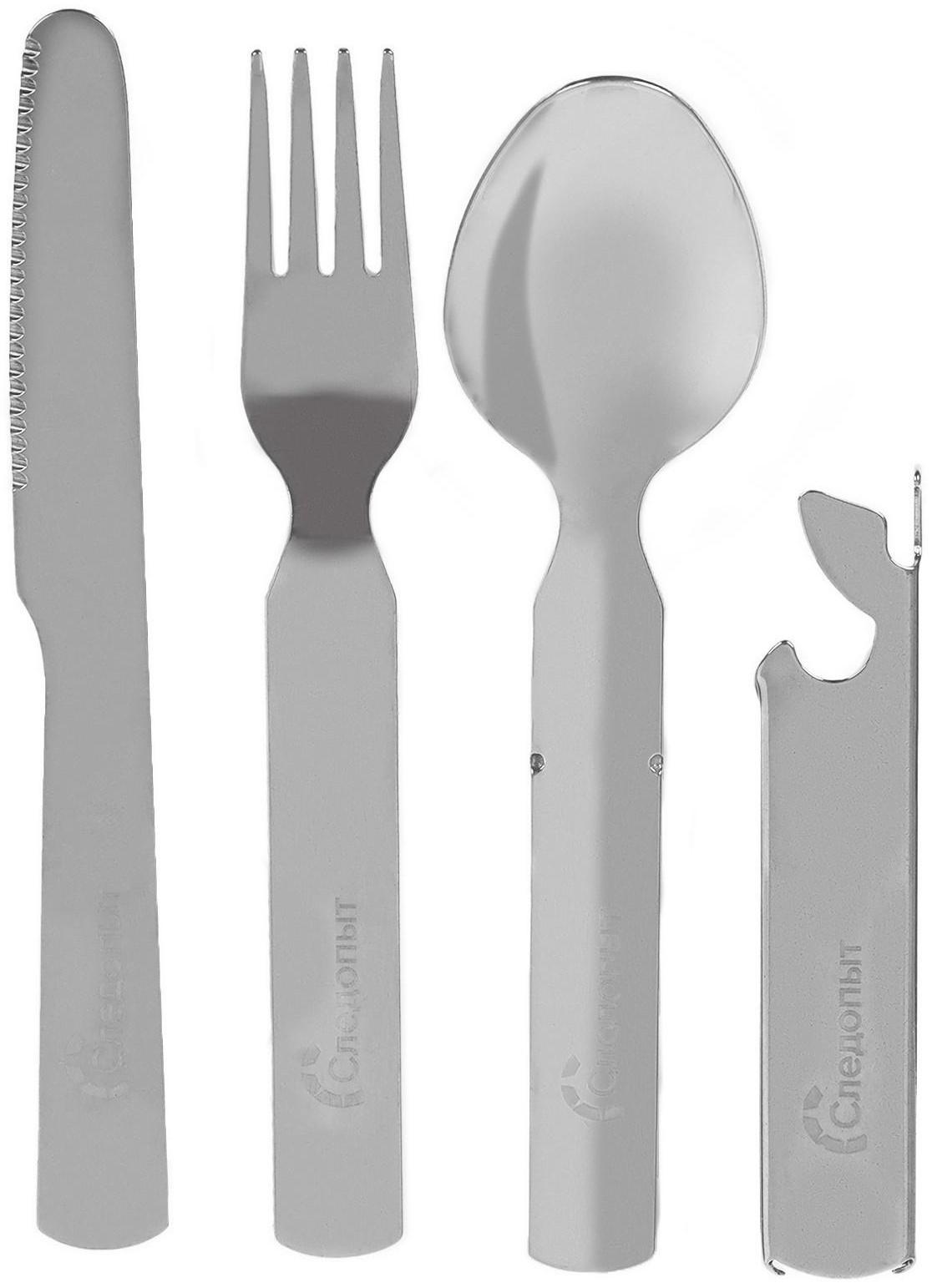 Набор столовых приборов туристический «СЛЕДОПЫТ», ложка, вилка, нож, открывашка