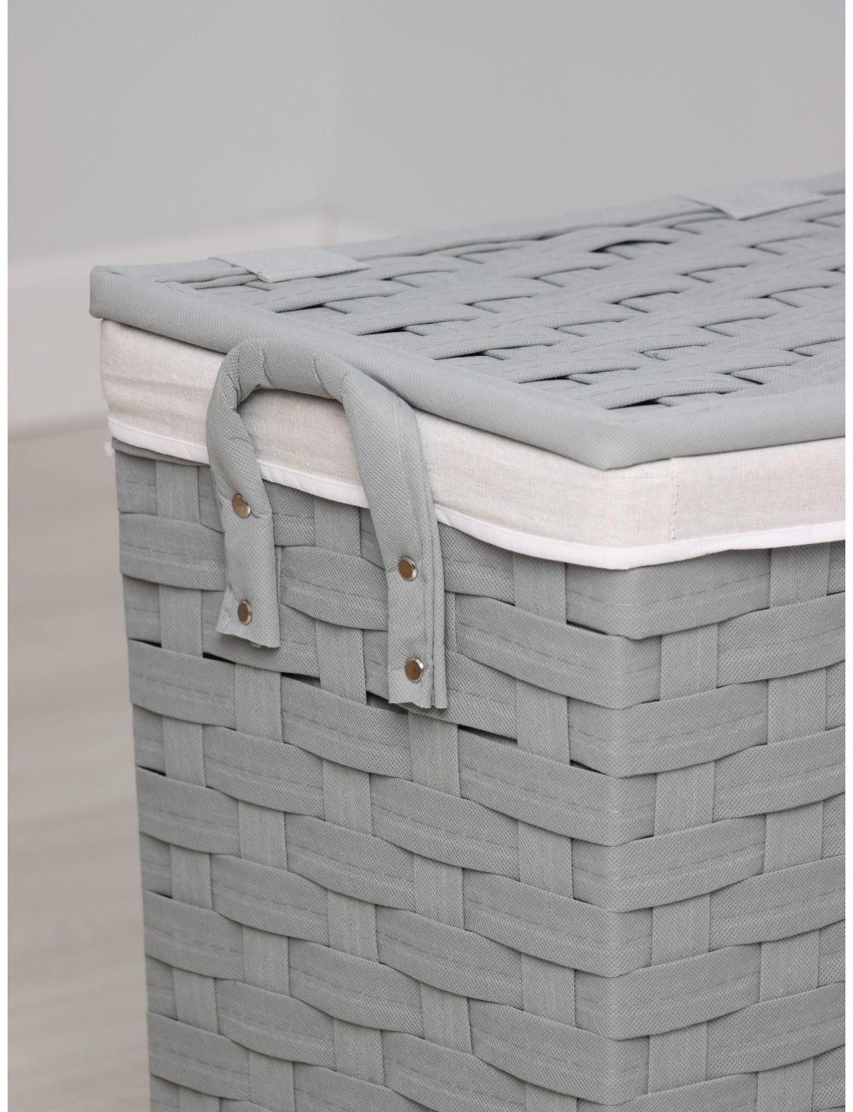 Корзина для белья с крышкой Доляна «Плетение», 46×34×50 см, цвет серый