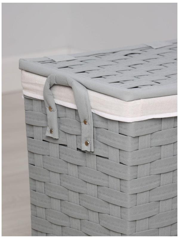 Корзина для белья с крышкой Доляна «Плетение», 46×34×50 см, цвет серый