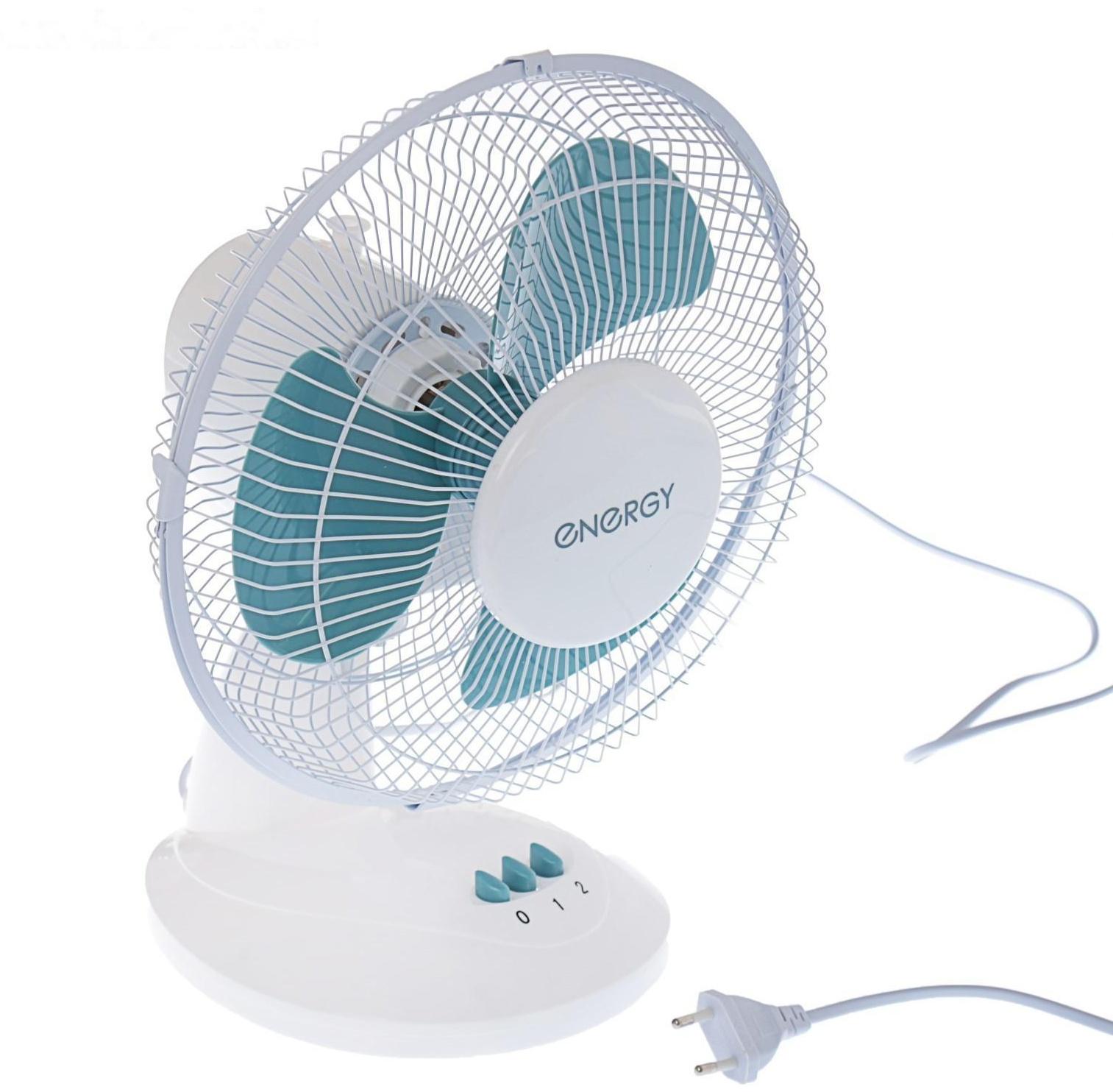 Вентилятор ENERGY EN-0605, настольный, 20 Вт, d=22 см, 2 скорости, бело-синий